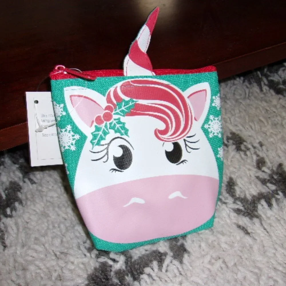 Thirty-One Holiday Unicorn Cool Zip Snacker Thermal Snack Bag Zippered Top New